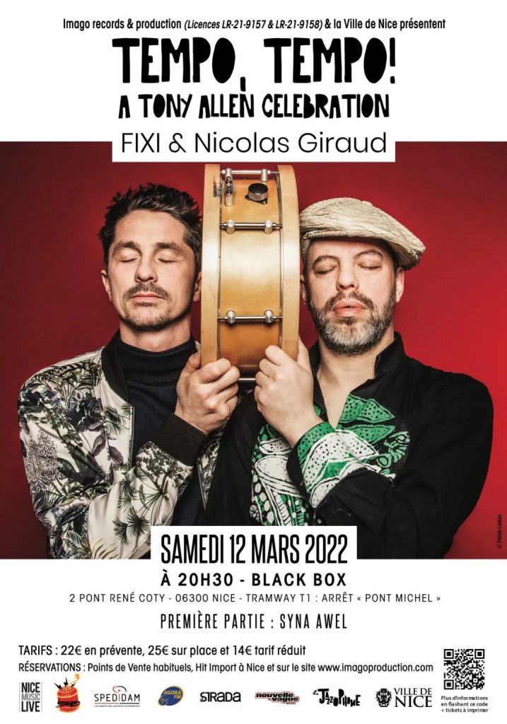 Tempo, tempo! A Tony Allen Celebration FIXI & Nicolas Giraud le 12 mars à Nice