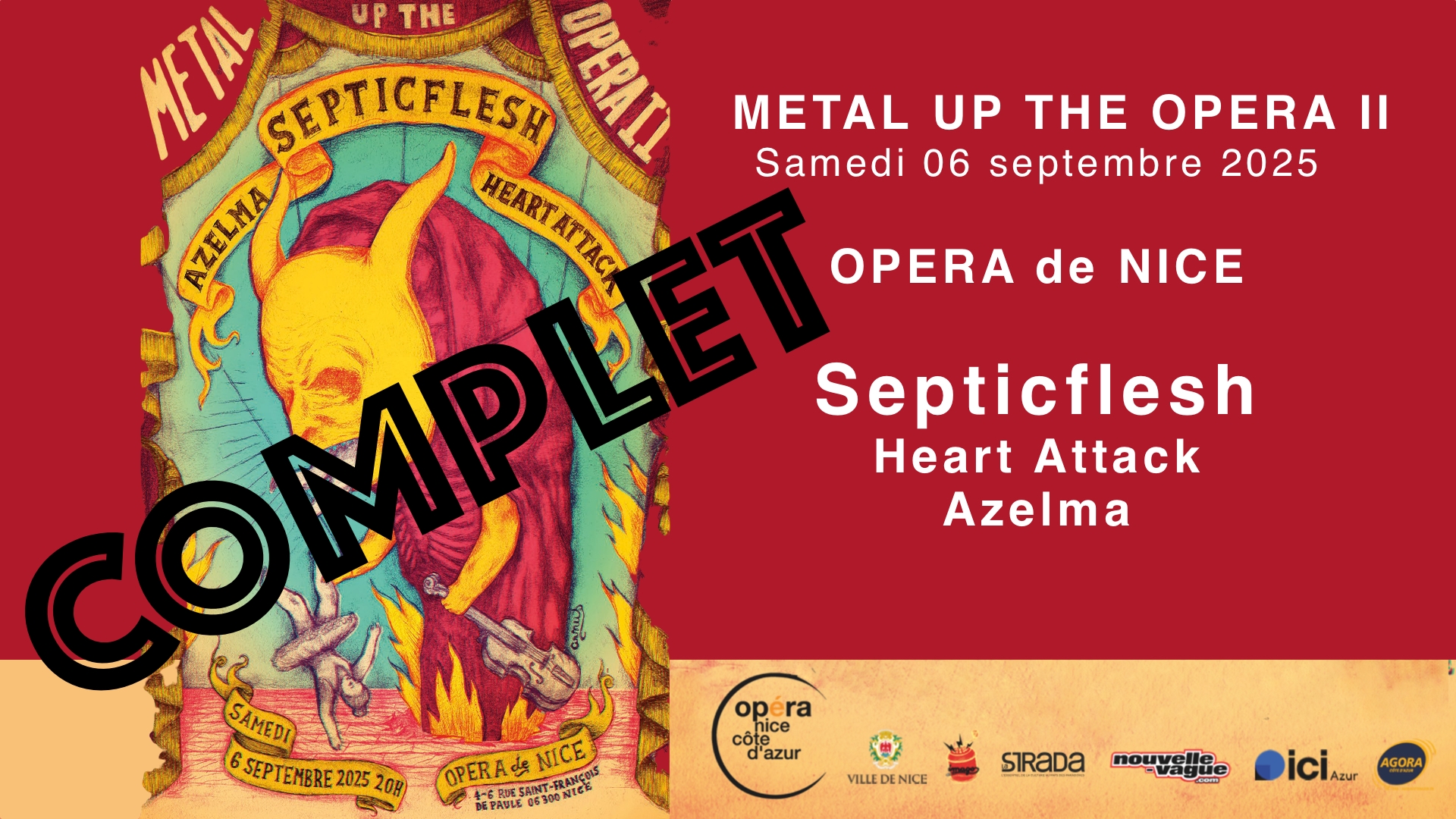 06/09/25 – 20h – 00h – METAL UP THE OPERA II avec Septicflesh + Heart Attack + Azelma