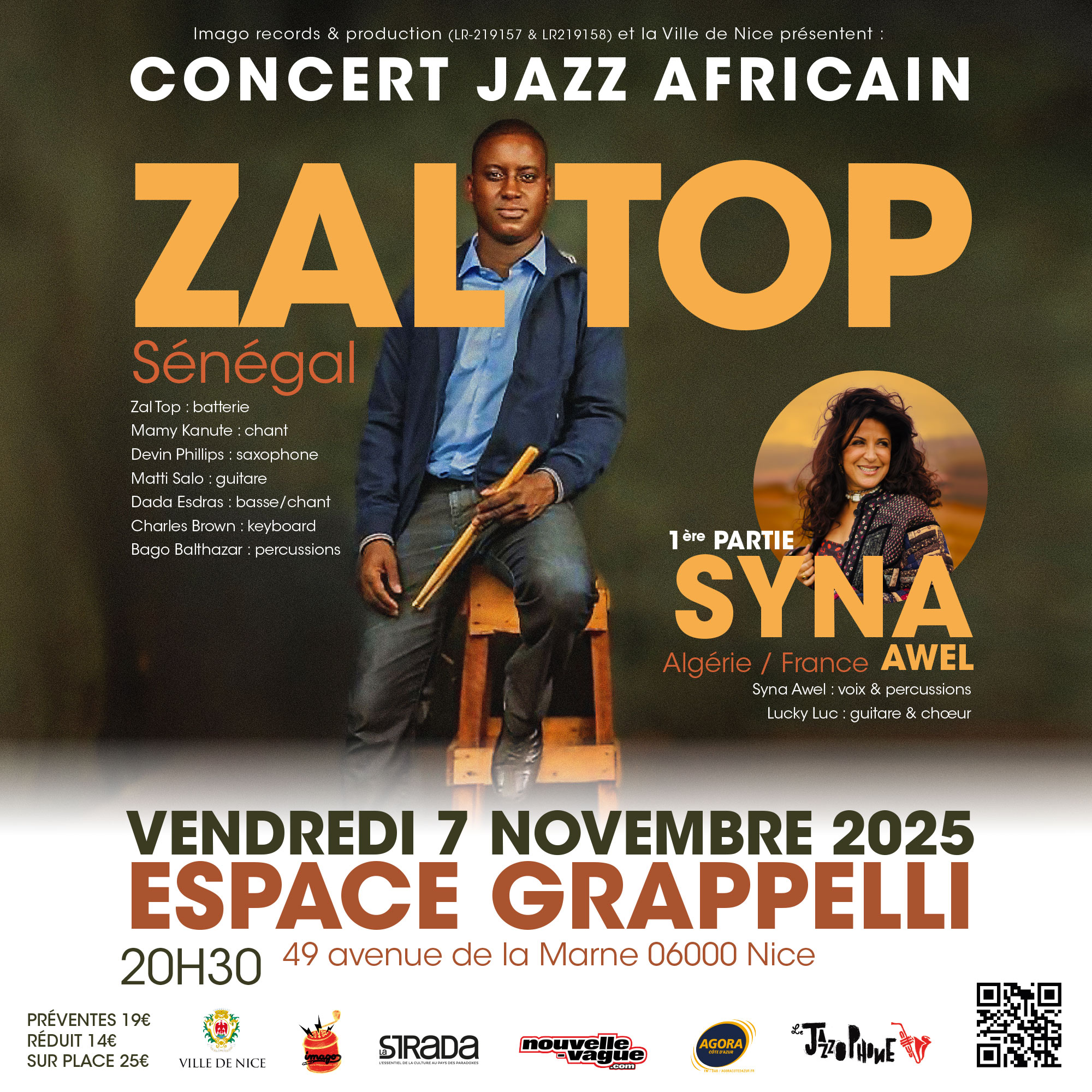 07/11/25 – Zal Top + Syna Awel & Lucky Luc. Une soirée entre Afro-jazz et blues nomade à Nice.
